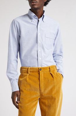 Drake's Oxford Cotton Button-Down Shirt in Mid Blue