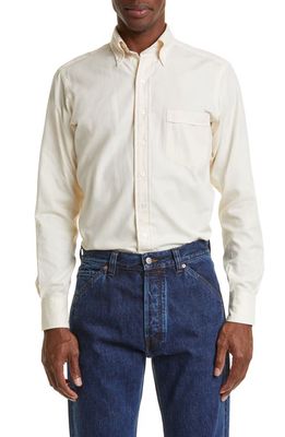 Drake's Oxford Cotton Button-Down Shirt in Neutral