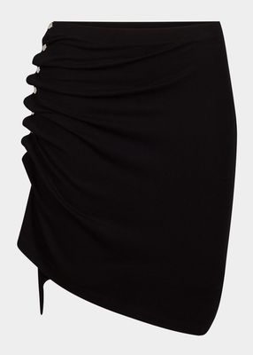 Drape Jersey Side Snap Mini Skirt