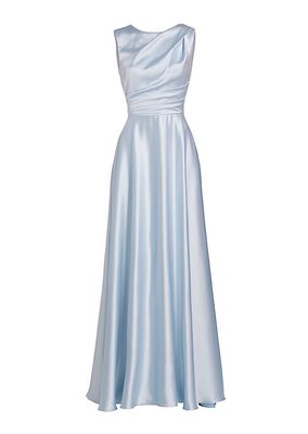 Draped Boatneck Satin Gown