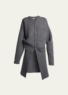 Draped Cashmere-Blend Button-Front Cardigan