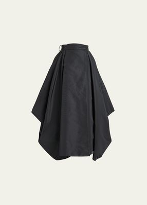 Draped Circle-Cut Midi Skirt