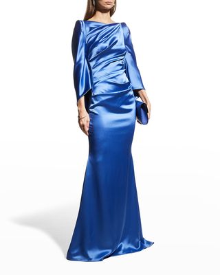 Draped Crepe Satin Gown