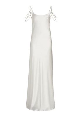 Draped Freshwater Pearl Slip Gown