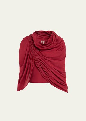 Draped Layered Cowl-Neck Overlay Top