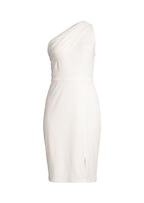 Draped One-Shoulder Knee-Length Dress