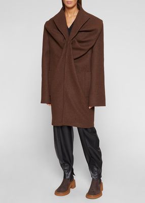 Draped Oversize Wool Blazer Coat