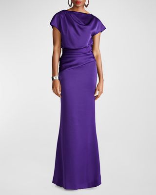 Draped Satin Trumpet Gown