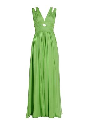 Draped Silk Chiffon Cut-Out Gown