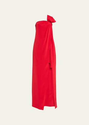 Draped Silk Crepe Bustier Dress