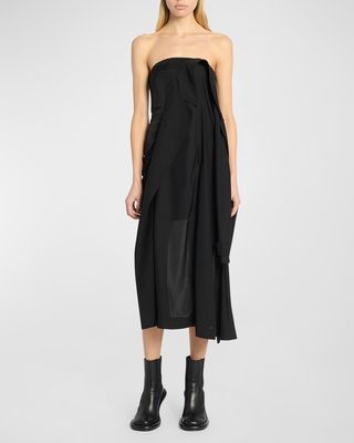 Draped Trench High-Low Strapless Dress