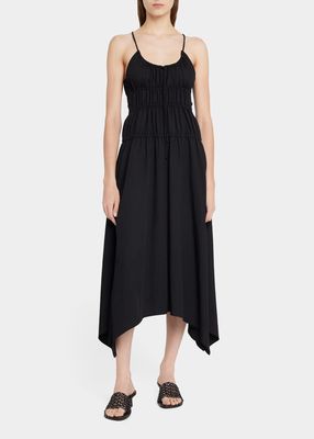 Drapey Suiting Ruched Midi Dress