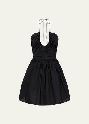 Drawcord Halter Mini Dress