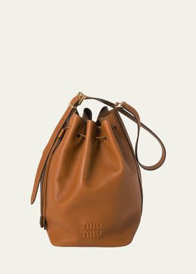 Drawstring Leather Bucket Bag