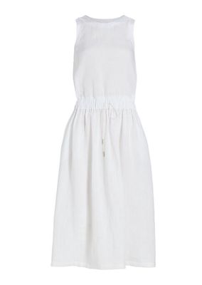 Drawstring Linen Midi-Dress