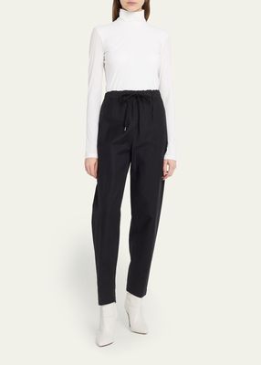 Drawstring Straight Ankle Pants