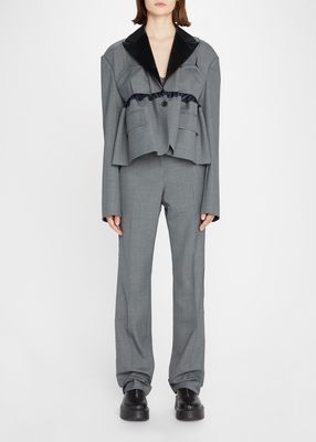 Drawstring Suiting Straight-Leg Trousers