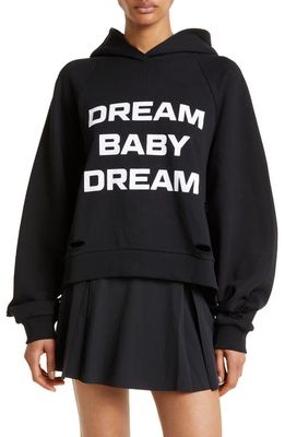 DREAM BABY Dream Distressed Cotton Graphic Hoodie in Black
