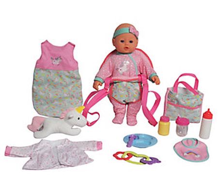 Dream Collection 16" Baby Doll Travelling Set, Pink