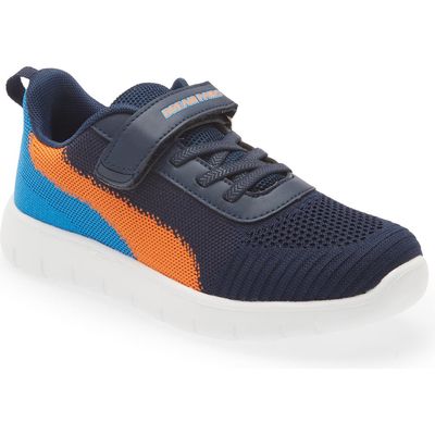 DREAM PAIRS Knit Low Top Sneaker in Blue/Navy/Orange 