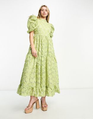 Dream Sister Jane floral embroidered maxi dress in sage green