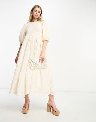 Dream Sister Jane floral lace midaxi dress in ivory-White