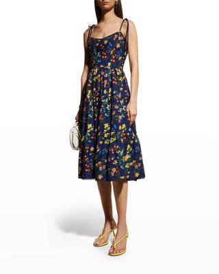 Dream Tiered Floral-Embroidered Dress