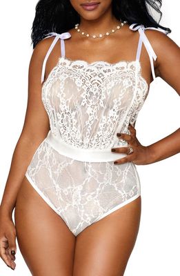 Dreamgirl Lace & Mesh Teddy in White