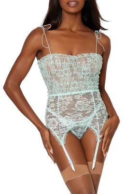 Dreamgirl Lace Basque with Garter Straps and G-String Thong in Mint