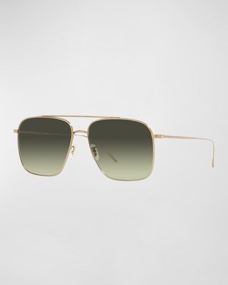 Dresner Gradient Titanium & Crystal Aviator Sunglasses