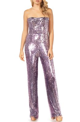 Dress the Population Andy Sequin Strapless Jumpsuit in Lavender Multi
