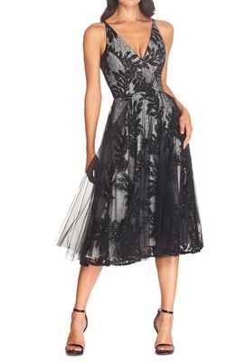 Dress the Population Courtney Sequin Lace Cocktail Dress in Black/white