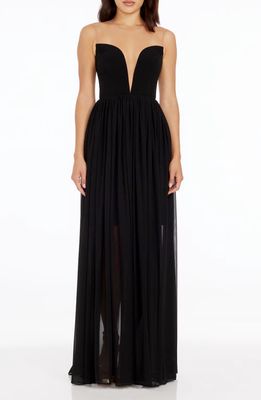 Dress the Population Eleanor Illusion Neck Gown in Black