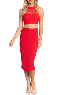 Dress the Population Elliana Crop Top & Pencil Skirt in Rouge