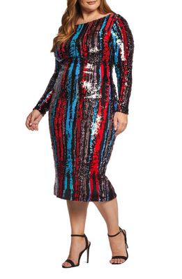 Dress the Population Emery Sequin Body-Con Dress in Rouge Red Multi