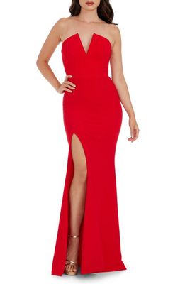 Dress the Population Fernanda Strapless Evening Gown in Rouge