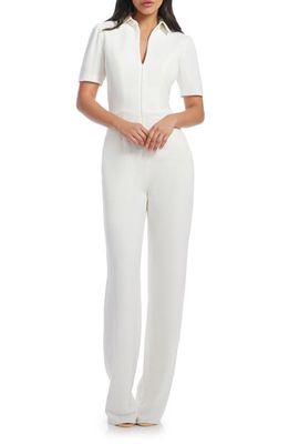 Dress the Population Gloria Front Zip Jumpsuit in Off White