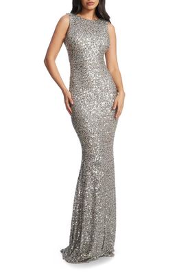 Dress the Population Leighton Sequin Mermaid Gown in Dove Multi