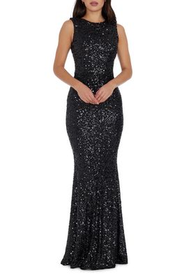 Dress the Population Leighton Sequin Mermaid Gown in Jet Black