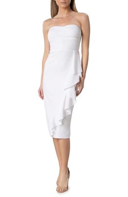 Dress the Population Liv Body-Con Strapless Midi Dress in White