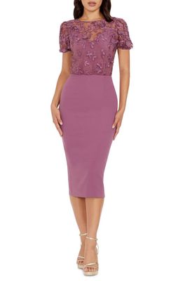 Dress the Population Marianne Lace Sheath Dress in Orchid