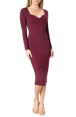 Dress the Population Sonia Long Sleeve Dress in Burgundy