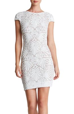Dress the Population Tabitha Sequin Mesh Minidress in White/Nude
