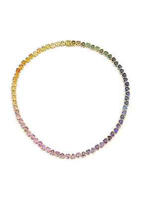 Dress Up I Heart Rainbows 18K Yellow Gold & Sapphire Necklace
