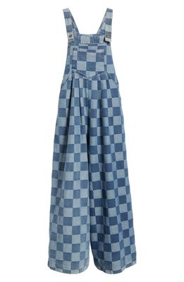 Dressed in Lala Checkerboard Wide Leg Denim Overalls