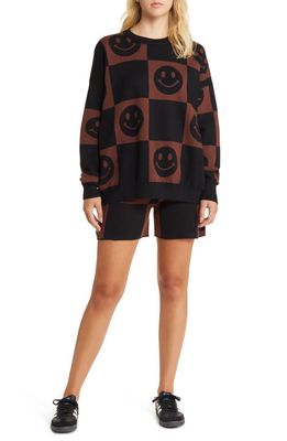 Dressed in Lala Good Time Girl Long Sleeve Top & Shorts Set in Black/Brown