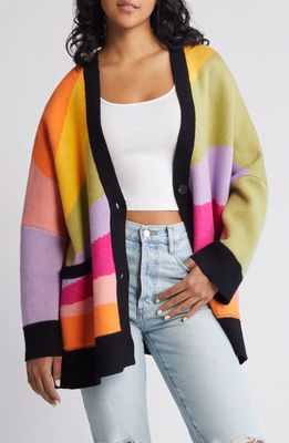 Dressed in Lala Love Drunk Oversize Cardigan in Rainbow 