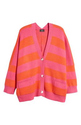 Dressed in Lala Love You Sorbet Stripe Cardigan in Pink Orange