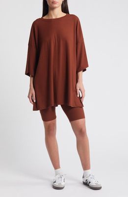 Dressed in Lala Malone Rib Oversize T-Shirt & Shorts in Cinnamon 