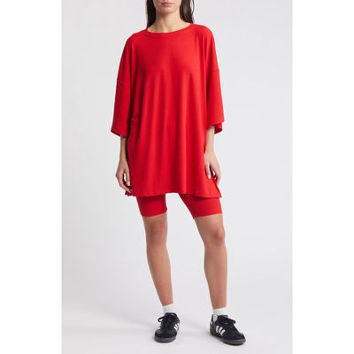 Dressed in Lala Malone Rib Oversize T-Shirt & Shorts Set in Red 